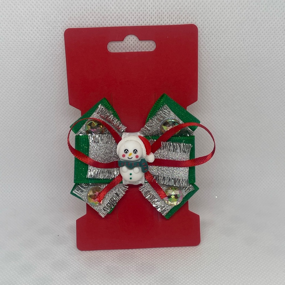 Festive Snowman Hair Bow for Kids